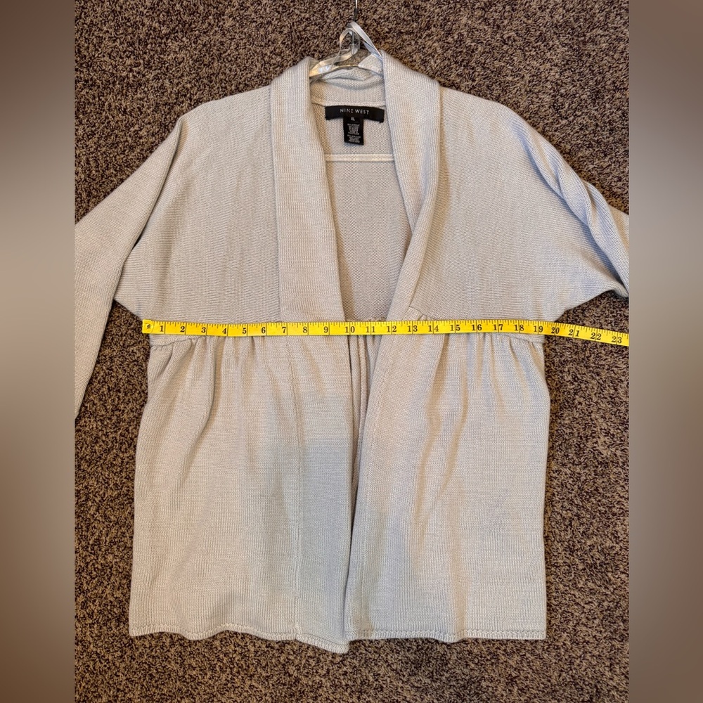 Nine West Light Gray Open Front Women’s Cardigan Size XL NWTS 3/4 Sleeves - Picture 7 of 9